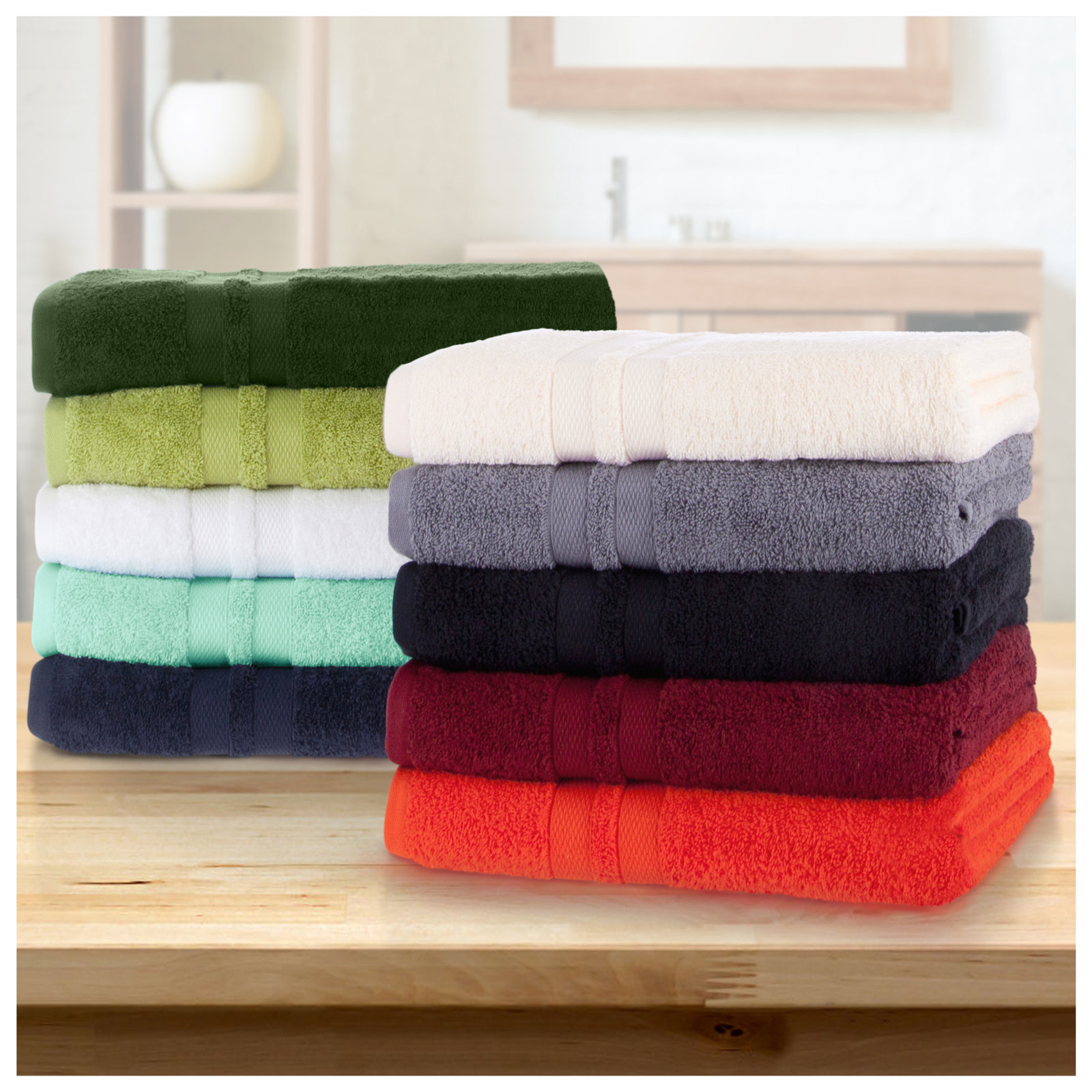 6-Piece Cotton Towel Set, Forest Green