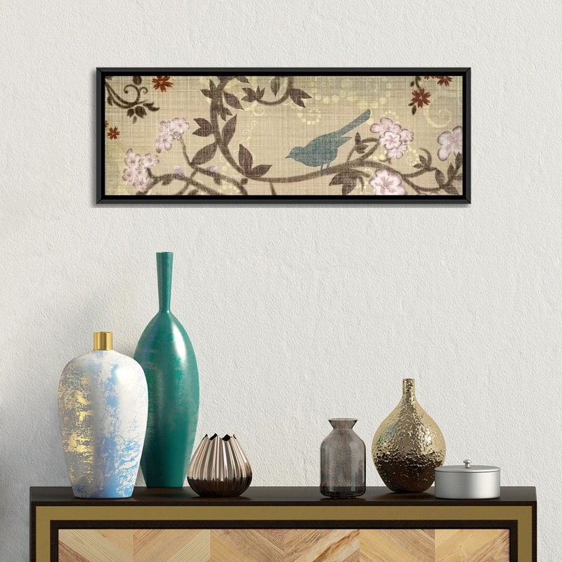 « songbird i », reproduction d’impression sur toile tendue, H 12 po x l 36 po x P 1,5 po, Toile avec cadre noir