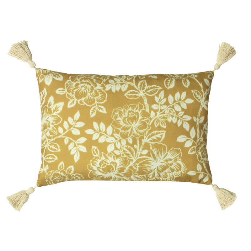 Floral Rectangular Lumbar Pillow Cover, Honey
