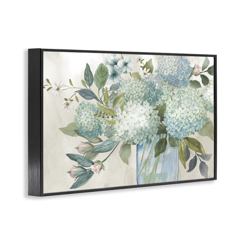 «Hydrangeas Galore Flowers», estampe numérique, design par Nan, H 16 po x l 24 po, Giclée encadrée noir minuit
