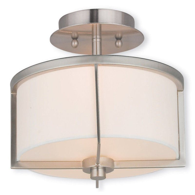 Fabric Semi Flush Mount, Brushed Nickel