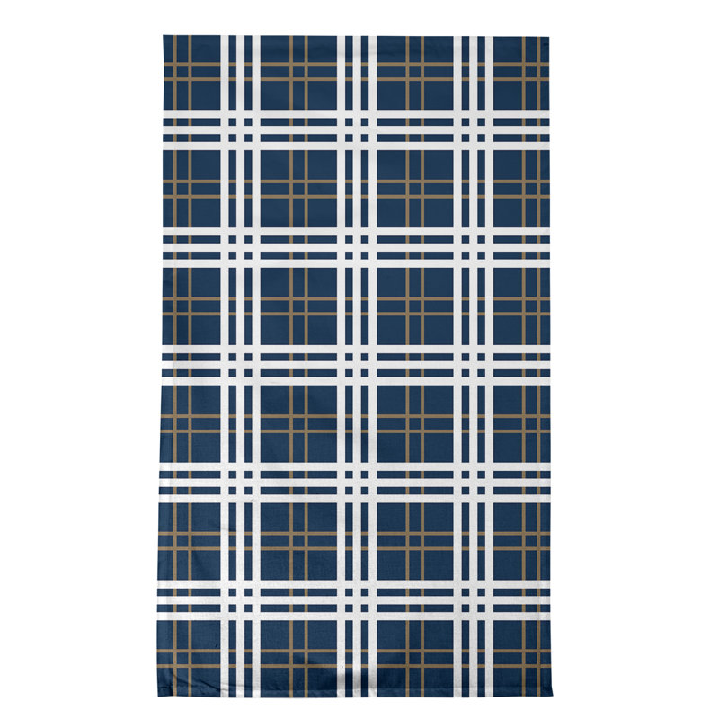 Plaid Tea Towel Kitchen Towel, Cotton Blend, Navy/White/Brown
