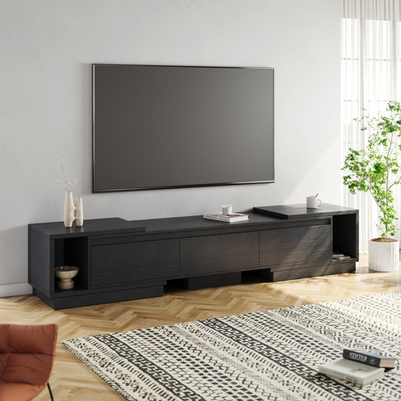 Youssouf Extendable TV Stand with Three Drawers, Black