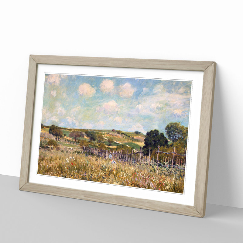 The Meadow by Alfred Sisley - Picture Frame Painting, 36cm H x 48cm W x 2cm D, Oak Framed