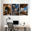 Fantasy & Sci-Fi, ensemble de 3 impressions sur toile Steampunk avec horloges et trains