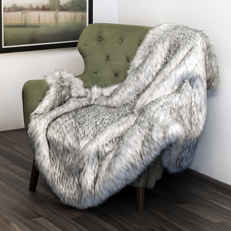 Jeté en fausse fourrure gris clair Thomas Collection®, Mini couverture de voyage l 60 po x L 36 po