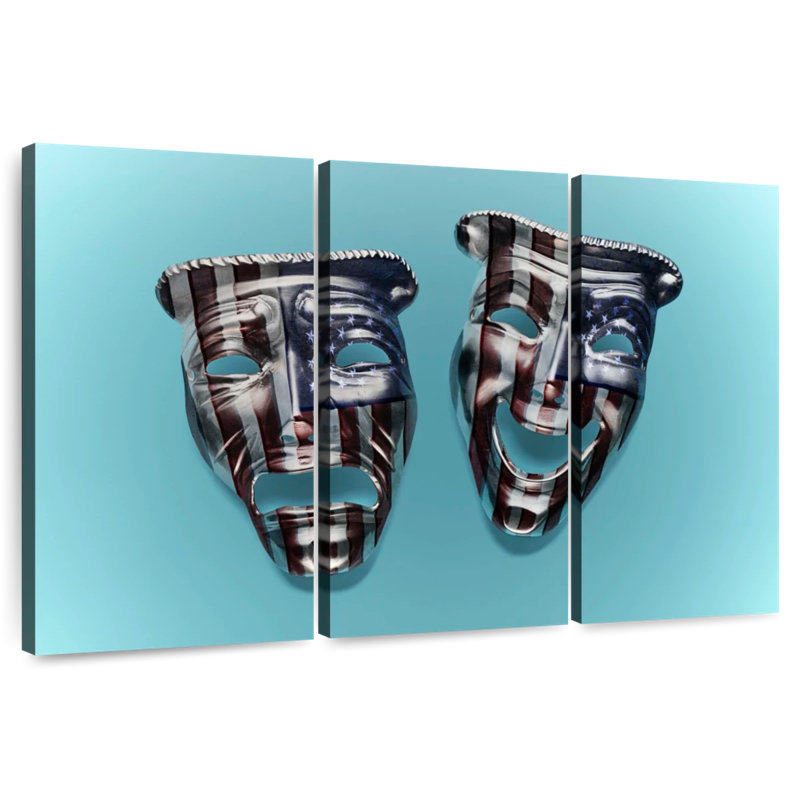 American Tragedy And Comedy Masks, 48" H x 74" W