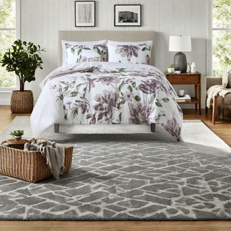 Comfortable King Bedding Sets, Polyester Microfiber, Floral Design, Home Bedroom