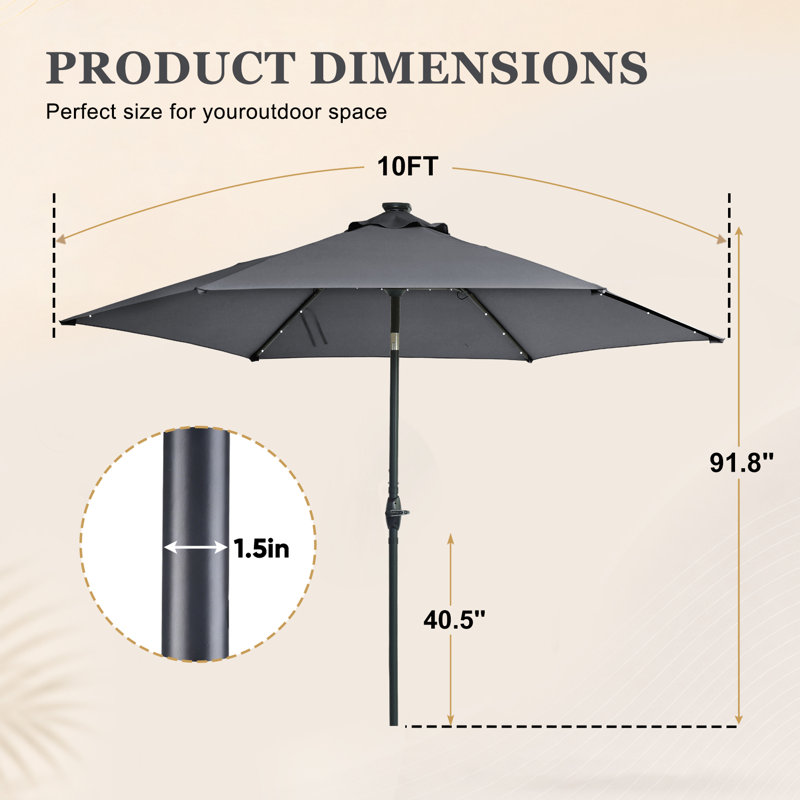 Parasol de 10 pi Spider, Gris