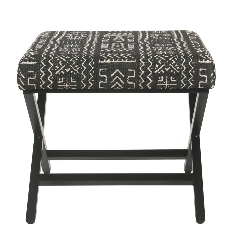 Priscilla Upholstered Ottoman, Geometric Eclectic Black/White