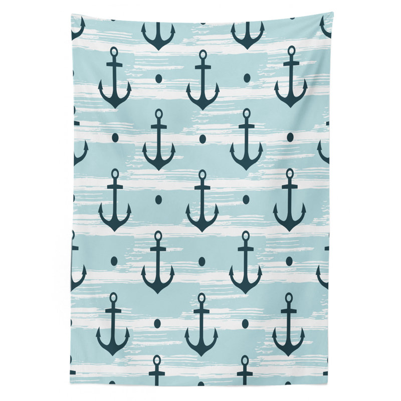 Nappe à motif rayé bleu marine, 70 po x 52 po