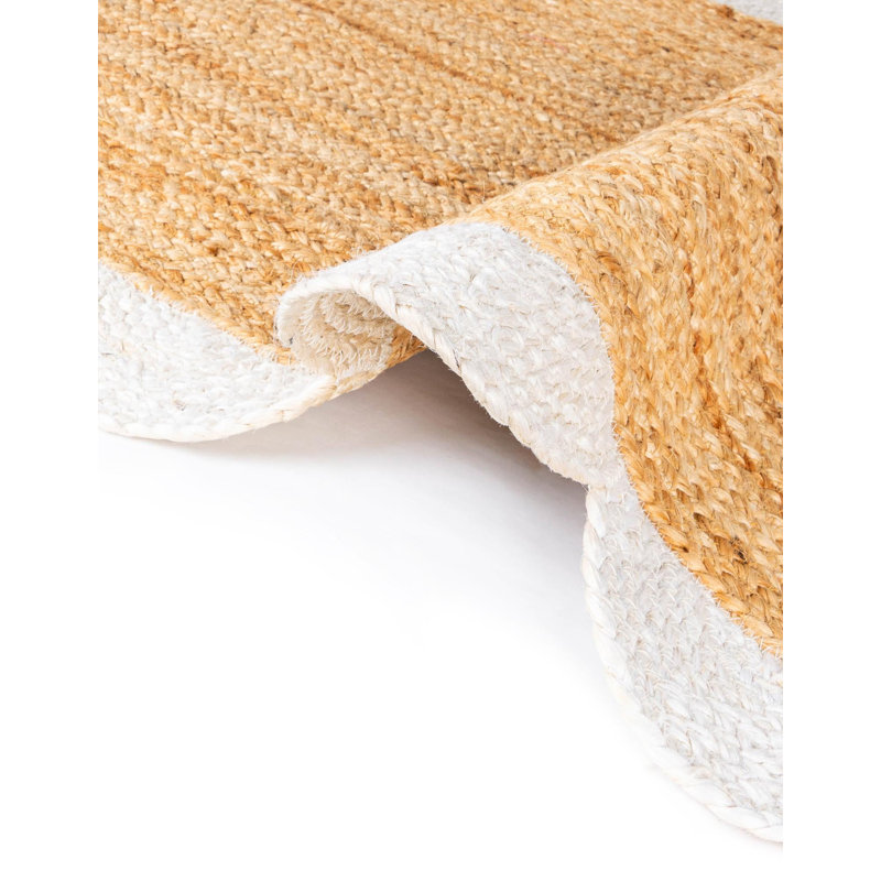 Tapis uni en jute tressé festonné, Rectangle 9 pi x 12 pi