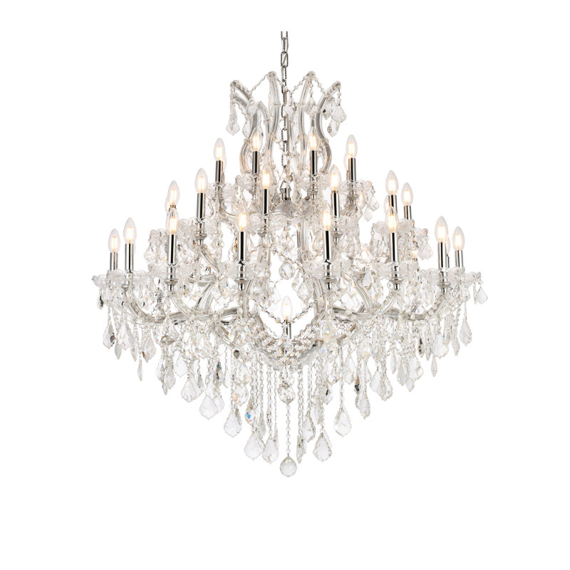 Stockard 37 - Light Glass Chandelier, Chrome, Elegant Cut, Clear