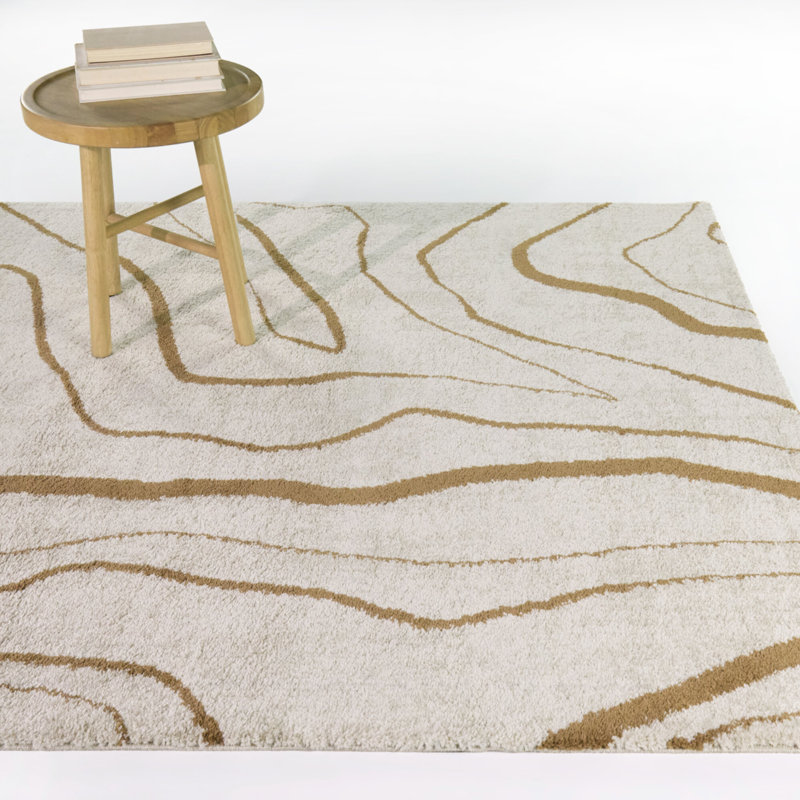 Aldous Rust/Cream Abstract Contemporary Area Rug, Rectangle 7'10" x 10'