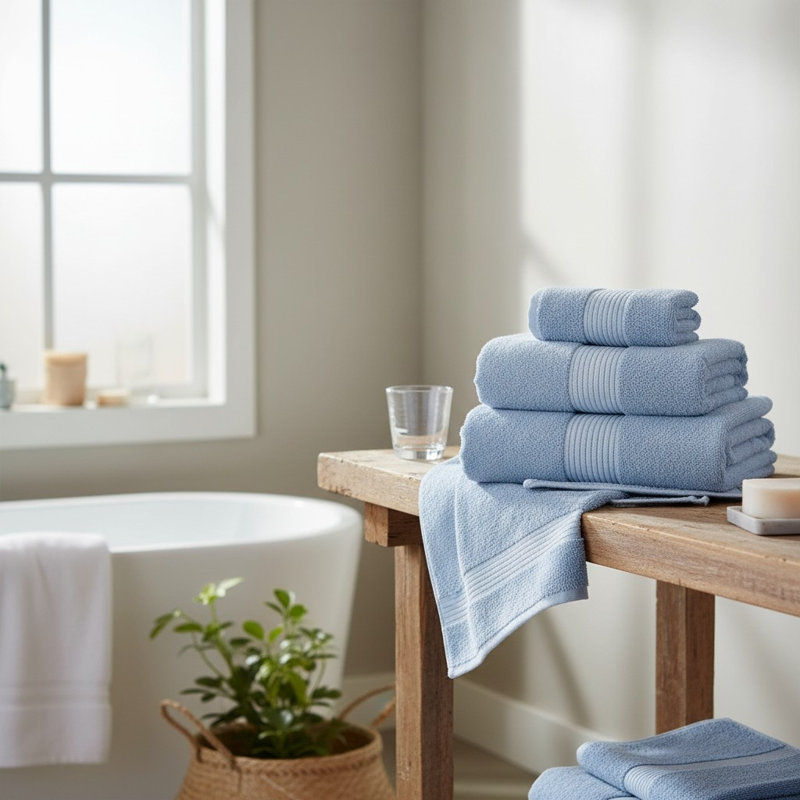 100% Cotton Bath Towel, Sky Blue
