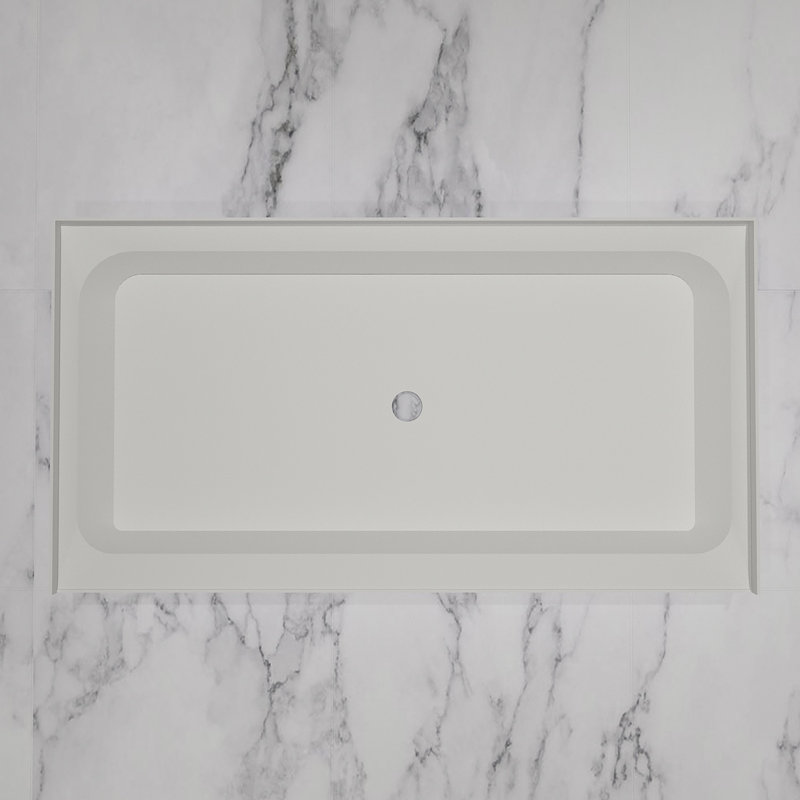 32 x 60 - Drain - Seuil simple - Base de douche en acrylique, Au centre