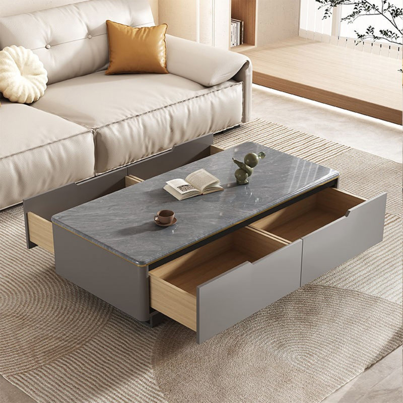 Table basse simple carrée en pierre micro-cristalline, H 17,7 po x L 51,2 po x l 27,6 po