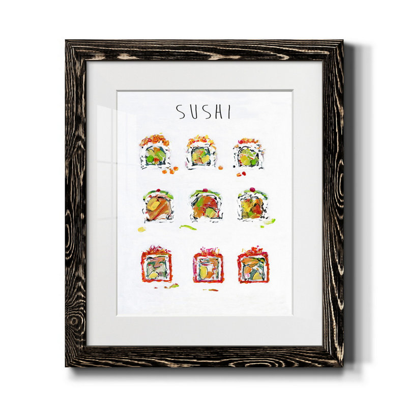 Sushis - Cadre photo, reproduction d'art sur papier, H 24 po x l 18 po x P 1,5 po, Noir