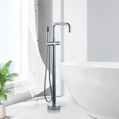 Single-handle Freestanding Tub Faucet With Hand Shower In. Polished Chrome