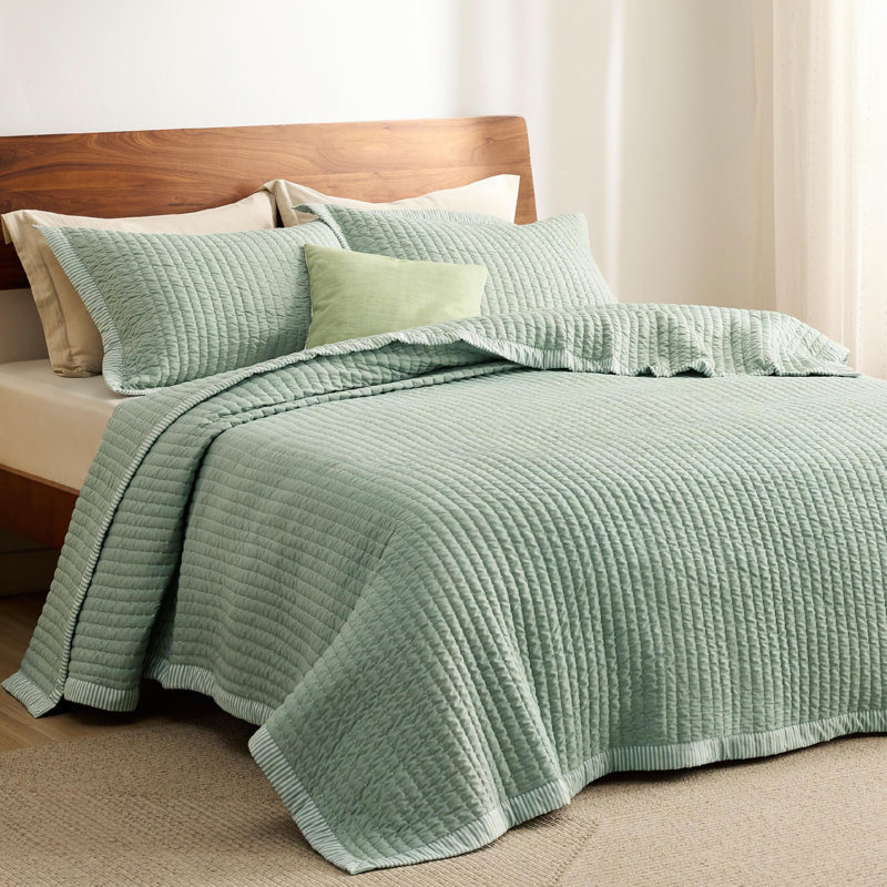 Bedspread Coverlet Lightweight Soft Quilt Bedding Set, Twin Quilt + 1 Standard Pillow Sham, Navy Corduroy