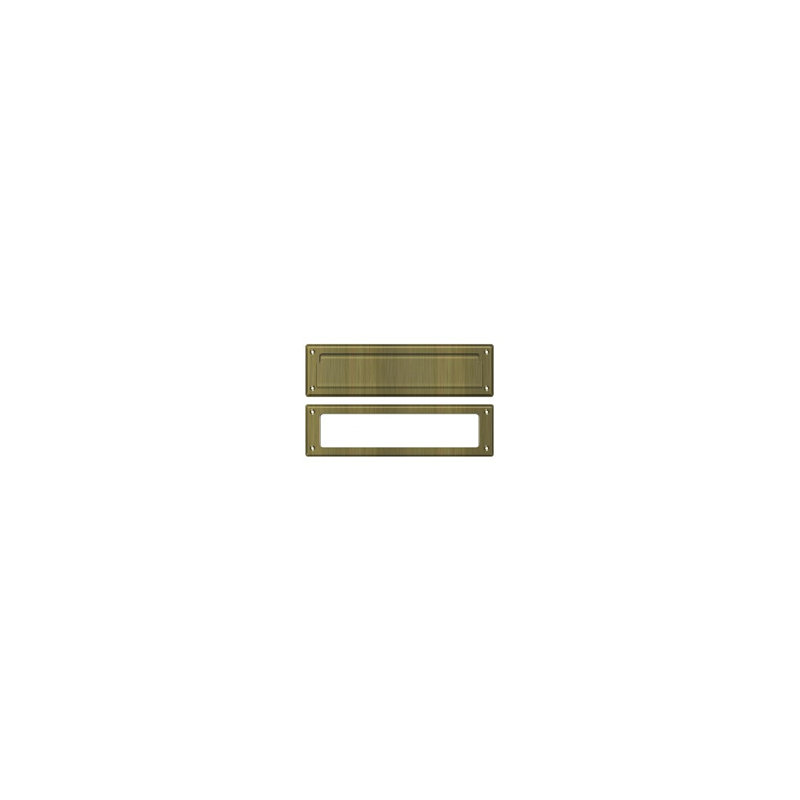 Brass Mail Slot, Antique Brass, 3.625" H x 13.125" W x 0.5625" D