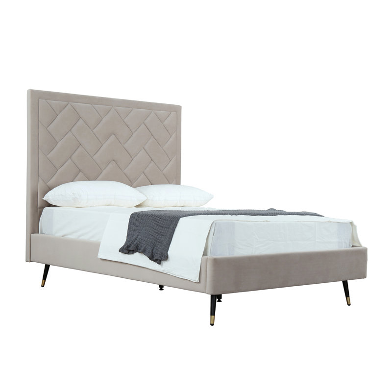 Toshiye Upholstered Platform Bed, Full / Double, Beige