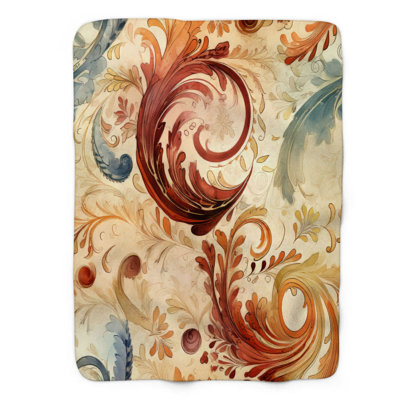 Watercolor Patterns - 1 Piece Premium Sherpa Blanket