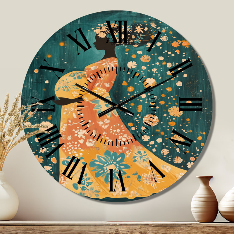 Joyeuse mère en couleur à motif - horloge murale moderne en métal silencieux, Petit