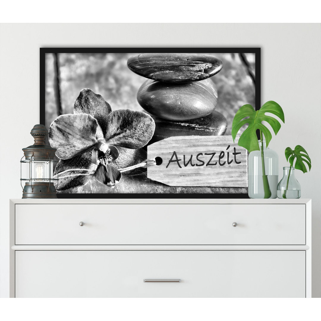 Gerahmtes Poster Time out Orchid with Zen Stones