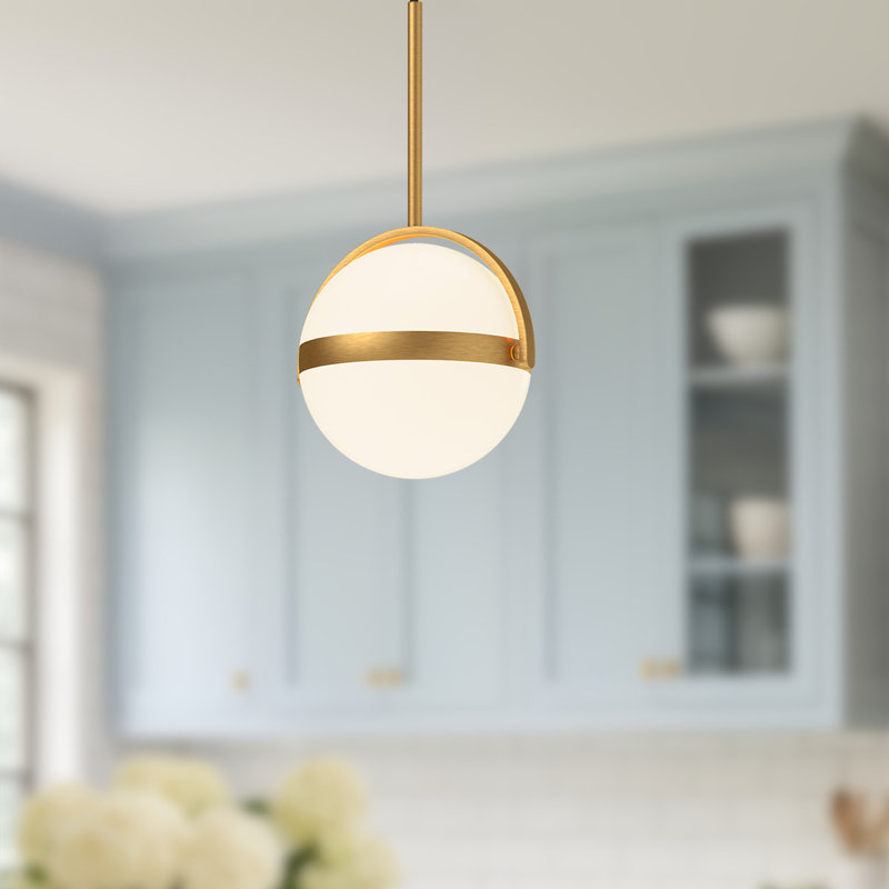 Luminaire suspendu sphère à 1 lumière Glabo, Or satiné