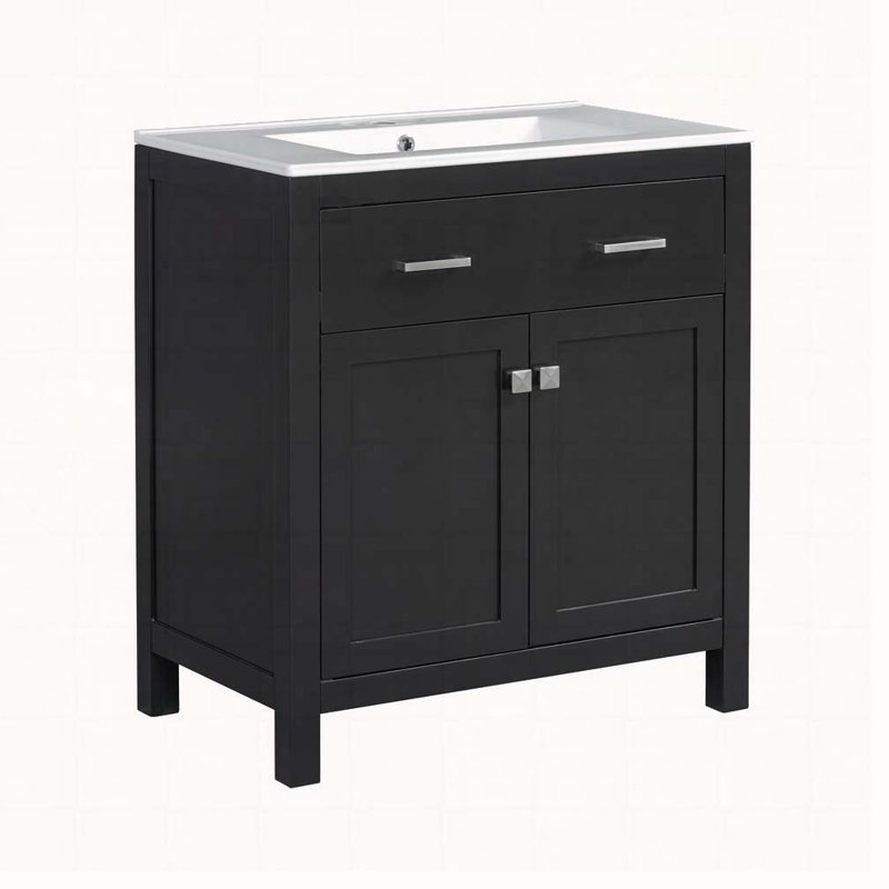 Meuble-lavabo 30 po avec lavabo en céramique, Noir