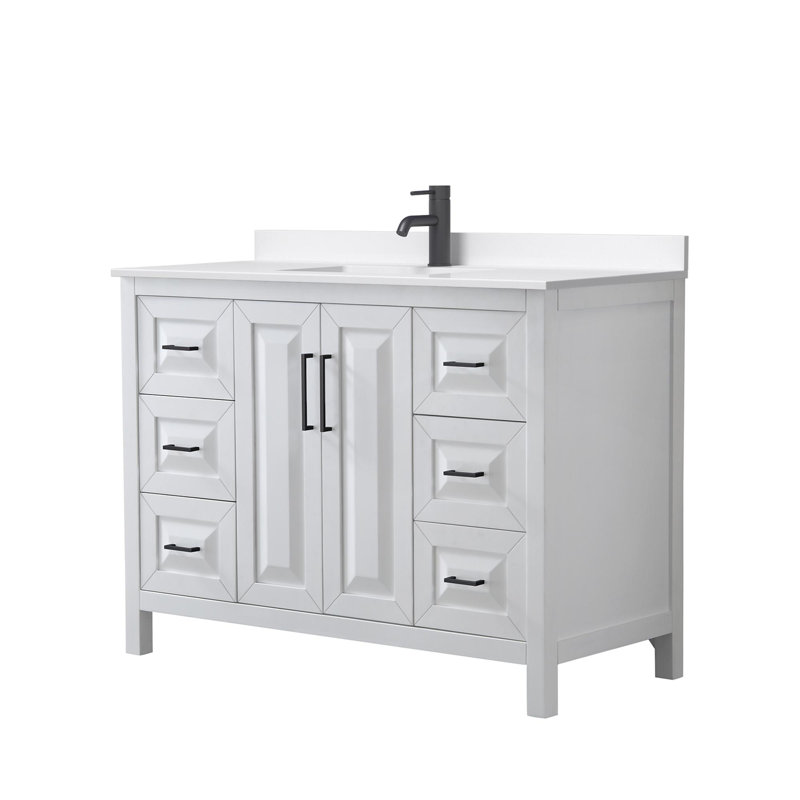 Daria 48'' W Vanity, White Quartz, Blue, Brushed Gold