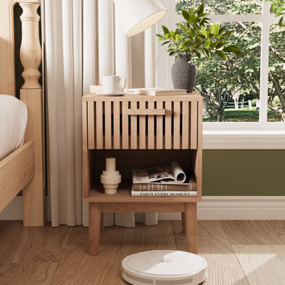40cm W Solid + Manufactured Wood Bedside Table