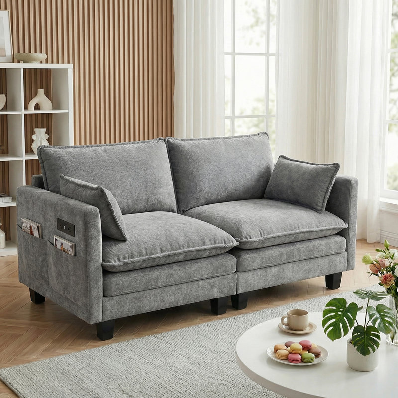 Canapé en chenille Modern, Gris