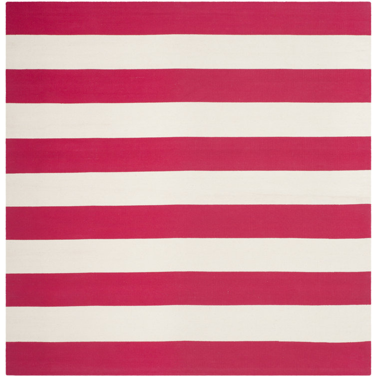 Brookvale Striped Hand-Woven Cotton Red/White Area Rug