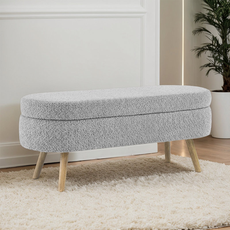 Banc de rangement rembourré 2 places Maly, Gris foncé