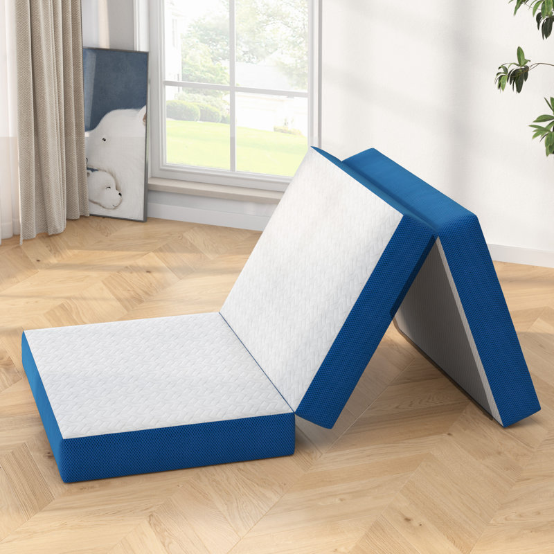 Matelas en mousse viscoélastique gélifiée de 6 po pour lit simple, pliable en trois avec housse amovible, Lit simple, 6"