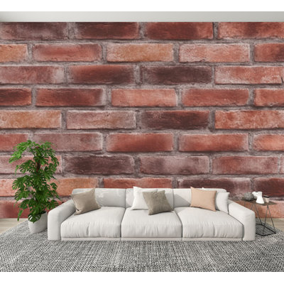 Papier peint auto-adhésif en brique rouge avec détails subtils rustiques, H 100 po x l 144 po, papier mural amovible en PVC, pour décoration murale, salon, bureau à domicile
