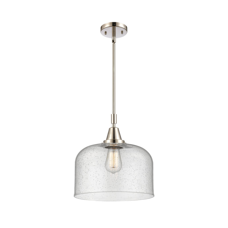 Luminaire suspendu en forme de cloche à 1 lumière Adhafera, DEL, H 47,12 po x l 12 po x P 12 po, Nickel poli