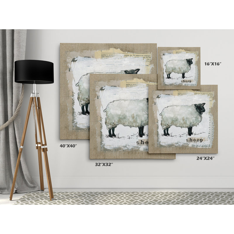 «Burlap Sheep», reproduction d'impression, H 32 po x l 32 po x P 1,5 po, Toile tendue