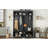 Modern Hallway Hall Tree with Metal Hooks and Storage Space, Multi Functional Entryway Coat Rack with Shoe Cubbies, Black-1701535333