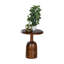 Table d'appoint ronde en bois de manguier 15 po avec base piédestal teinté foncé