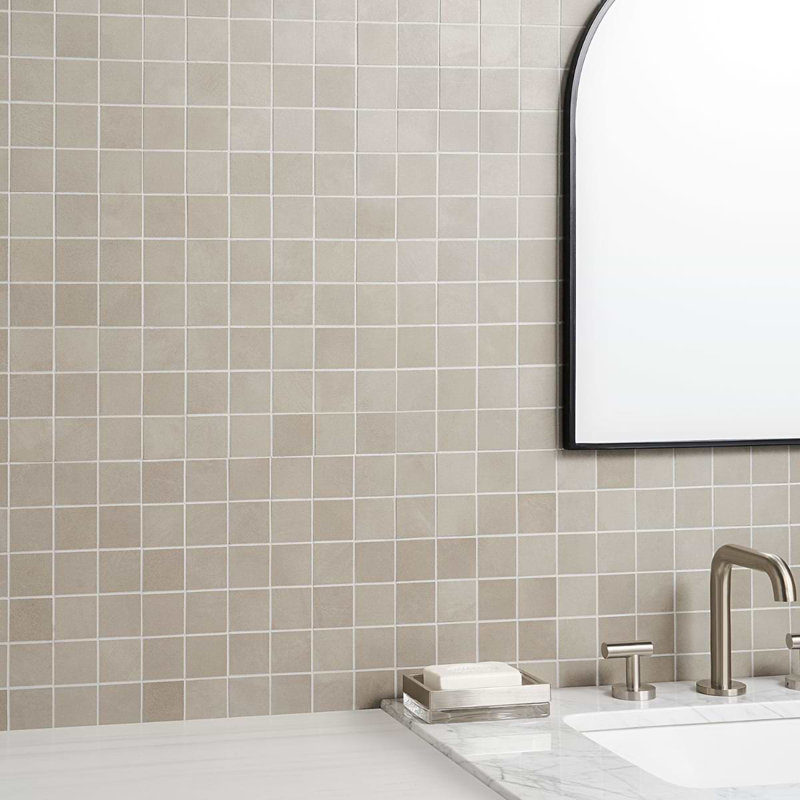 Clay Grace Red 2X2 Matte Porcelain Mosaic, Trust Gray