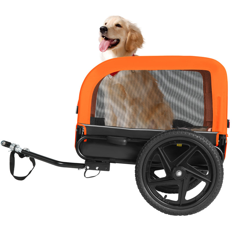 Remorque pliable pour vélo pour petits et moyens animaux, Orange