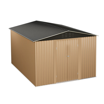 Remise extérieure en métal, remise pour outils utilitaires 8 pi x 12 pi avec portes verrouillables, grande remise de jardin avec structure robuste, idéale pour la cour, le patio, la pelouse et le brun
