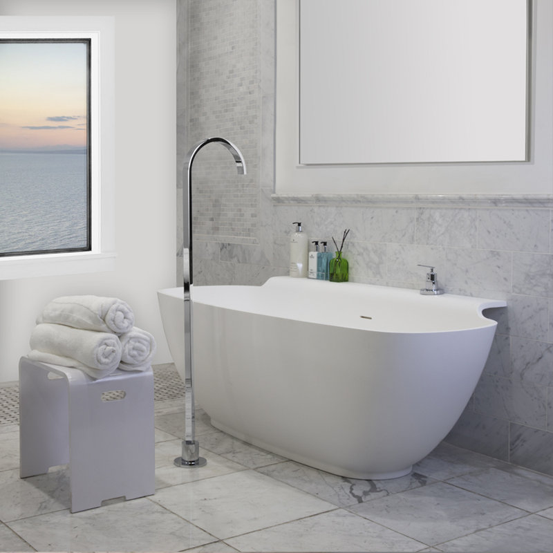 Sottile 62.38'' L Freestanding Soaking Bathtub, Gloss White