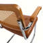 Chaise de salle à manger de style milieu du siècle avec dossier en rotin, accoudoirs en bois massif et piètement cantilever en métal chromé, lot de 2-1935255154-1935521102