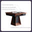 Table combinée de style Mid-Century à deux tons noir et brun en bois massif entièrement automatique Mahjong