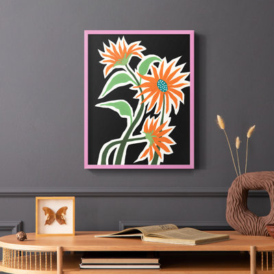 Pop Flowers III, reproduction encadrée - bois massif