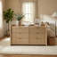 Commode de chambre à coucher à cannelures modernes de 55,1 po de largeur à 55 tiroirs, commode en bois de chêne naturel avec poignées en métal-1663240208